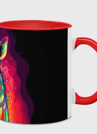 Чашка с принтом  «психоделический жираф» (цвет чашки на выбор)