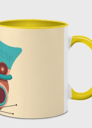 Чашка с принтом  «steampunk cat» (цвет чашки на выбор)