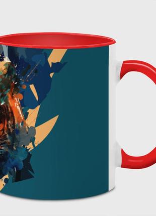 Чашка з принтом  «червоний живопис тигра» (колір чашки на вибір)