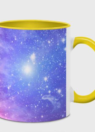 Чашка с принтом  «галактика» (цвет чашки на выбор)
