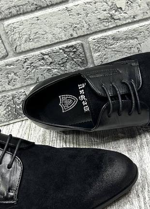 Чоловічі туфлі desay з екошкіри та еко замші чорні6 фото