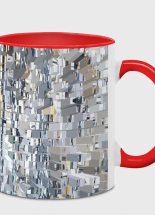 Чашка с принтом  «серебряные блоки» (цвет чашки на выбор)