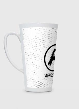 Чашка с принтом латте «aerosmith glitch на светлом фоне»