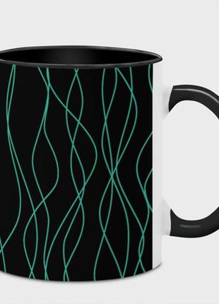 Чашка з принтом «чорний із лініями» (колір чашки на вибір)