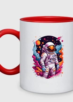 Чашка с принтом двухцветная «космонавт» (цвет чашки на выбор)