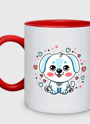 Чашка с принтом двухцветная «щенок малыш» (цвет чашки на выбор)