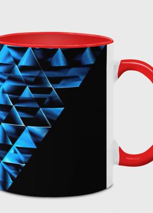 Чашка з принтом  «сині абстрактні ромбики» (колір чашки на вибір)