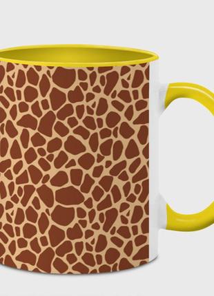 Чашка с принтом  «жираф» (цвет чашки на выбор)