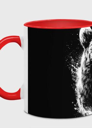 Чашка с принтом  «медведь на охоте» (цвет чашки на выбор)2 фото