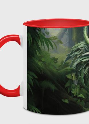 Чашка с принтом  «яркий зеленый дракон 2024» (цвет чашки на выбор)2 фото