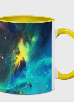 Чашка с принтом  «битва космоса» (цвет чашки на выбор)