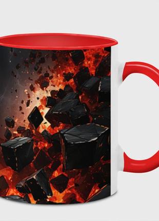 Чашка с принтом  «взрыв плит и огонь» (цвет чашки на выбор)
