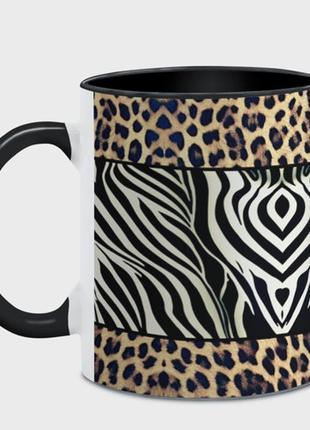 Кухоль з принтом з повним замком «леопард із зеброю» (колір чашки на вибір)2 фото