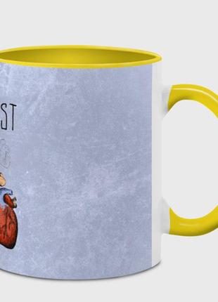 Чашка с принтом  «сердце и кардиолог» (цвет чашки на выбор)
