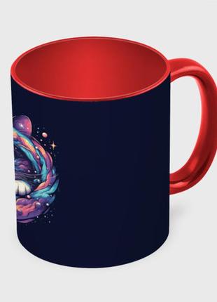 Чашка с принтом  «портрет абстрактного космического кота» (цвет чашки на выбор)3 фото