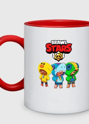 Чашка с принтом двухцветная «brawl stars leon леон акула салли» (цвет чашки на выбор)