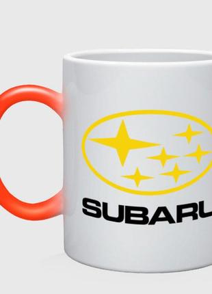 Чашка з принтом  двоколірний «subaru logo» (колір чашки на вибір)
