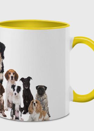 Чашка с принтом  «породистые собаки» (цвет чашки на выбор)