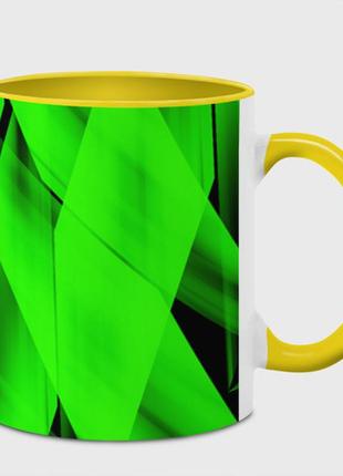 Чашка с принтом  «зеленый неон» (цвет чашки на выбор)