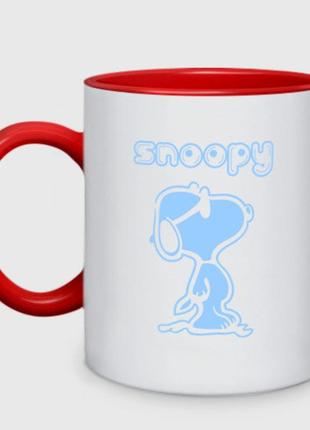 Кухоль з принтом двоколірний «snoopy» (колір чашки на вибір)