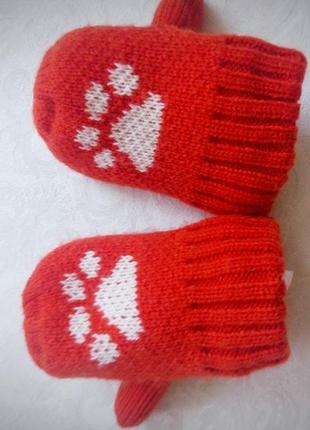 Теплые детские варежки рукавички john lewis возраст 6-12 месяцев