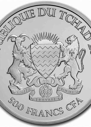Серебряная монета "кролик" серия "кельтские животные" 1 унция серебра, чад, 20212 фото