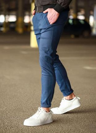 Мужские современные повседневные зауженные штаны кэжуал синие