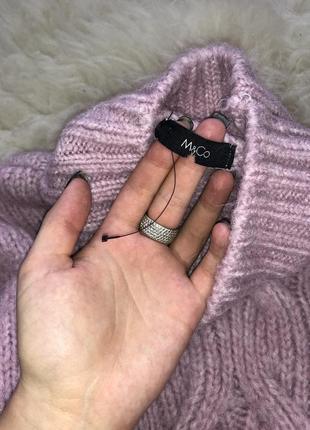 Лавандовий бузковий светр коси коси кофта горло об'ємний оверсайз3 фото