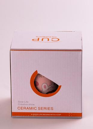 Кухоль керамічний creative show ceramics cup cute girl 420ml кухоль для чаю з кришкою рожевий