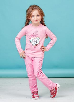 Розовые штаны для девочки с принтом zironka 116, 122
