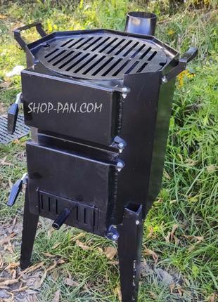 Печь-буржуйка shop-pan 3 мм под казан на дровах3 фото