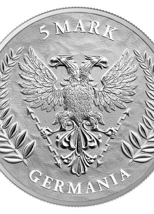 Серебряная монета 1oz леди germania  5 марок 2022 с сертификатом!2 фото