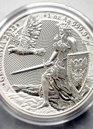 Серебряная монета 1oz леди germania  5 марок 2022 с сертификатом!3 фото