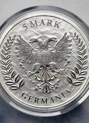 Серебряная монета 1oz леди germania  5 марок 2022 с сертификатом!4 фото