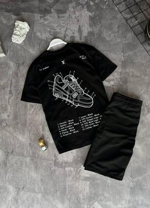 Качественный мужской брендовый комплект loиіis vиіtton футболка+шорты чёрный