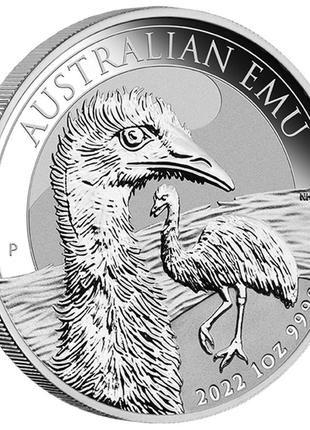 Серебряная монета австралийский эму, 1 унция чистого серебра, 20223 фото