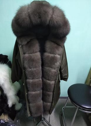Женская зимняя  куртка парка с натуральным мехом песца с 44 по 58