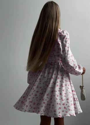 Женское платье белое с розовым цветком 42-44, 46-48 софт5 фото