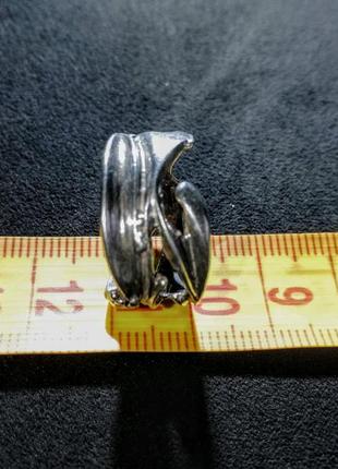 Серебряное кольцо "листочек" б/у р.18 # кольцо серебряное лот 3145 фото