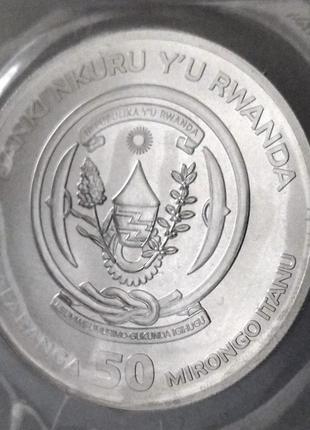Серебряная монета лунар год дракона, 50 франков, руанда, 20246 фото