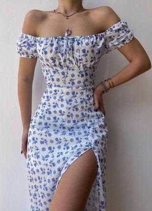Женское приталенное платье миди с разрезом софт 42-44, 46-48