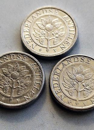 Набор из 3-х оборотных монет 1 цент, нидерландские антильские острова, 1990-2001