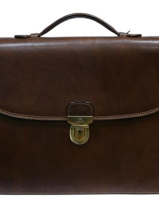 Шкіряний портфель italico 8091 moro коричневий1 фото