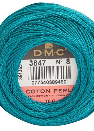 Dmc 116/8 pearl cotton-coton perle 3847 зеленого чирка темний