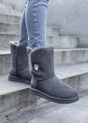 Ugg bailey button grey swarovski 🆕 шикарные женские угги 🆕 купить наложенный платёж7 фото