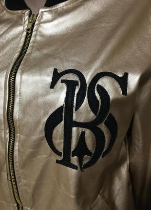Оригинальная кожаная куртка,бомбер золотистый sbs португалия!!7 фото