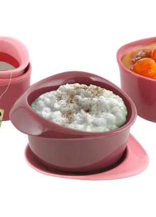 Чайный набор "для завтрака" с фильтром на подставке 5 предметов 180мл 250мл 350мл розовый