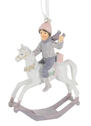 Фігурка декоративна "хлопчик на конячці" 9х12см