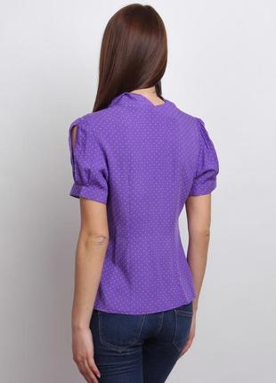 Блуза фиолетовая в горошек4 фото