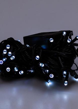 Гірлянда нитка 6м на 100 led лампочок світлодіодна чорний провід 8 режимів роботи білий2 фото